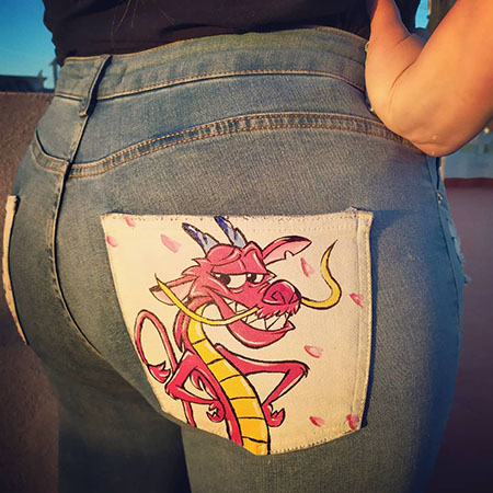 Jeans con bolsillos Dragón